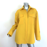 Jil Sander Tie-Neck Oversized Shirt Yellow Wool Gabardine Size 32