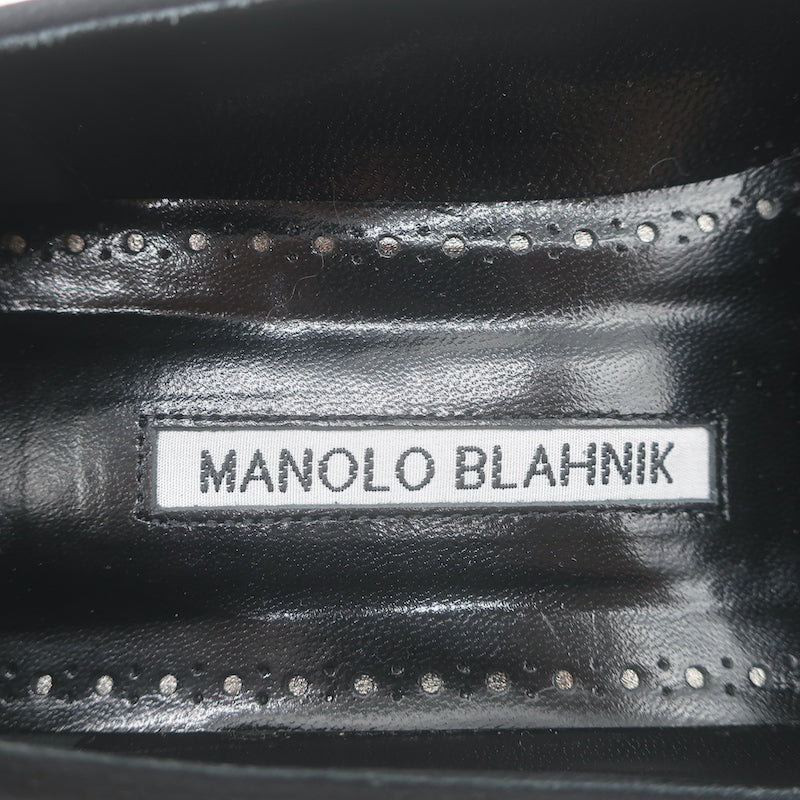 Manolo Blahnik Ansulialo 30 Crystal-Buckle Kitten Heel Pumps Black Silk Size 41