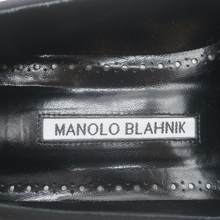 Manolo Blahnik Ansulialo 30 Crystal-Buckle Kitten Heel Pumps Black Silk Size 41