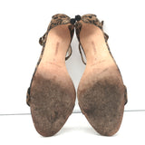 Manolo Blahnik Chaos Sandals Brown Leopard Print Suede Size 38 Ankle Strap Heels