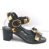 Valentino Roman Stud 60mm Sandals Black Leather Size 36 Ankle Strap Heels