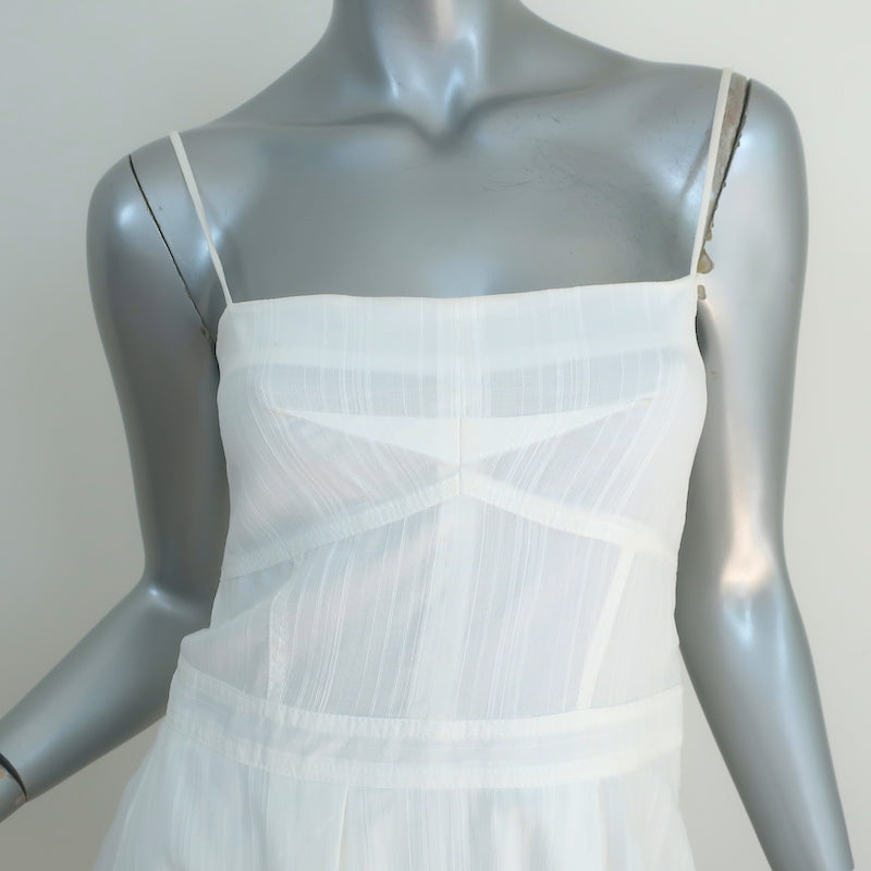 Derek Lam 10 Crosby Asymmetric Ruffle Hem Dress White Cotton Size 4 NEW