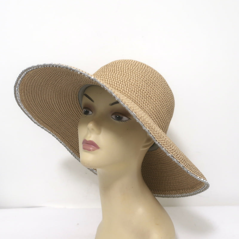 Eric Javits Hampton Sun Hat Peanut/Silver Squishee Straw
