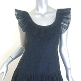 Ulla Johnson Coretta Ruffled Organza Midi Dress Navy Floral Print Size 2