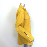 Jil Sander Tie-Neck Oversized Shirt Yellow Wool Gabardine Size 32