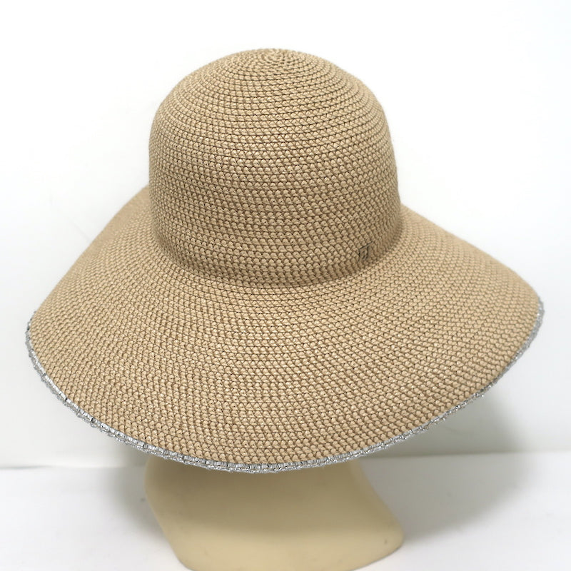 Eric Javits Hampton Sun Hat Peanut/Silver Squishee Straw