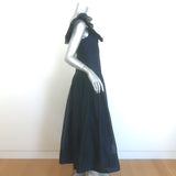 Ulla Johnson Coretta Ruffled Organza Midi Dress Navy Floral Print Size 2