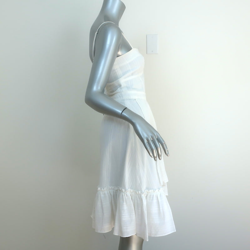Derek Lam 10 Crosby Asymmetric Ruffle Hem Dress White Cotton Size 4 NEW