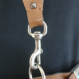 Valentino Rolling Rockstud Guitar Strap Flip-Lock Messenger Bag Brown Leather