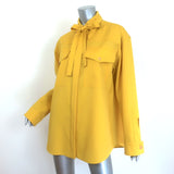 Jil Sander Tie-Neck Oversized Shirt Yellow Wool Gabardine Size 32