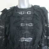 Ulla Johnson Jolie Ruffled Lace-Trimmed Mini Dress Black Cotton-Blend Size 2