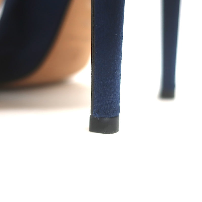 Vintage Chanel 2022 Ankle Wrap Ballet Pumps Navy Satin Size 38 NEW