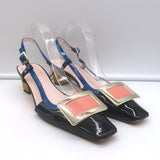 Roger Vivier Belle Vivier Slingback Pumps Black/Multi Patent Leather Size 39.5