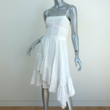 Derek Lam 10 Crosby Asymmetric Ruffle Hem Dress White Cotton Size 4 NEW