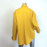 Jil Sander Tie-Neck Oversized Shirt Yellow Wool Gabardine Size 32