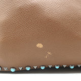 Valentino Rolling Rockstud Guitar Strap Flip-Lock Messenger Bag Brown Leather