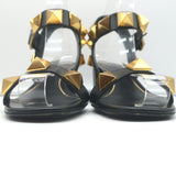 Valentino Roman Stud 60mm Sandals Black Leather Size 36 Ankle Strap Heels