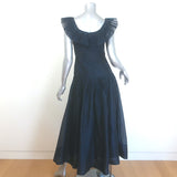 Ulla Johnson Coretta Ruffled Organza Midi Dress Navy Floral Print Size 2