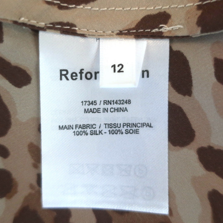 Reformation Pratt Midi Skirt Beige Leopard Print Silk Satin Size 12 NEW