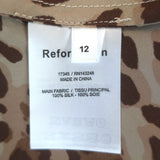 Reformation Pratt Midi Skirt Beige Leopard Print Silk Satin Size 12 NEW