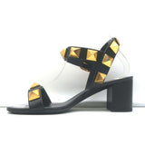Valentino Roman Stud 60mm Sandals Black Leather Size 36 Ankle Strap Heels