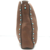 Valentino Rolling Rockstud Guitar Strap Flip-Lock Messenger Bag Brown Leather