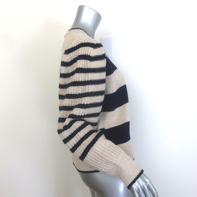 Vanessa Bruno Dipika Striped Crewneck Sweater Ecru/Navy Yak-Wool Size Large