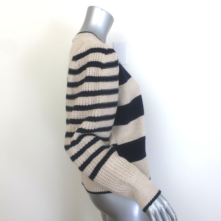Vanessa Bruno Dipika Striped Crewneck Sweater Ecru/Navy Yak-Wool Size Large