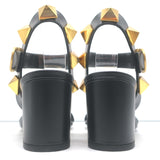 Valentino Roman Stud 60mm Sandals Black Leather Size 36 Ankle Strap Heels