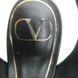Valentino Roman Stud 60mm Sandals Black Leather Size 36 Ankle Strap Heels