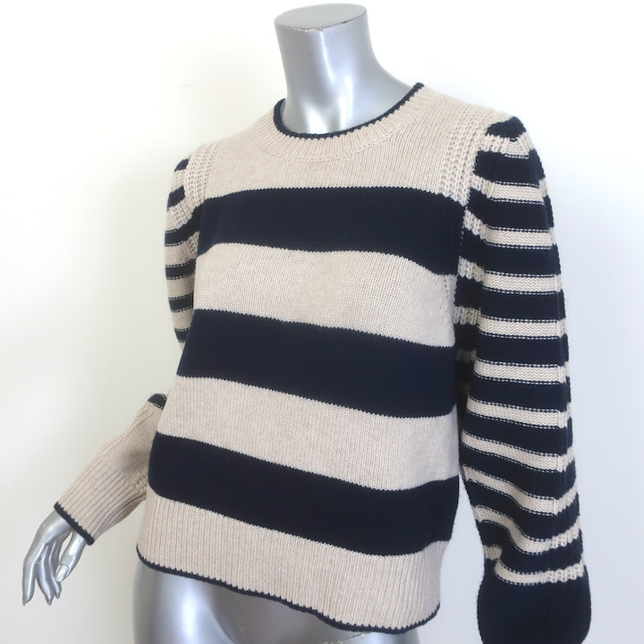 Vanessa Bruno Dipika Striped Crewneck Sweater Ecru/Navy Yak-Wool Size Large