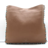 Valentino Rolling Rockstud Guitar Strap Flip-Lock Messenger Bag Brown Leather