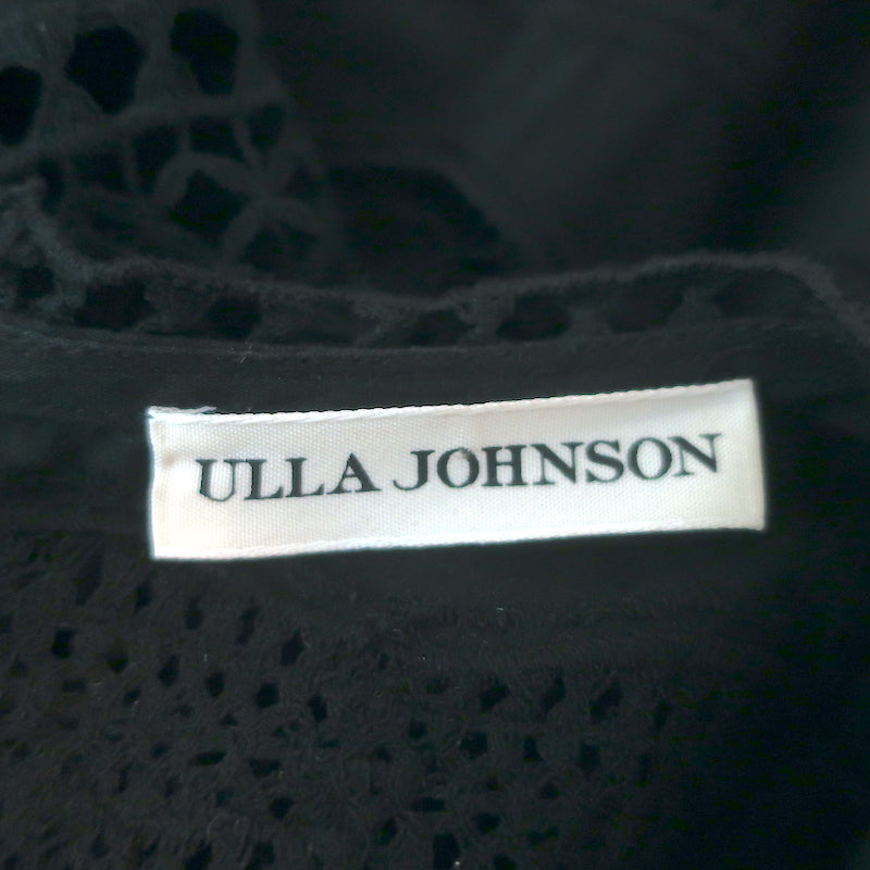 Ulla Johnson Jolie Ruffled Lace-Trimmed Mini Dress Black Cotton-Blend Size 2