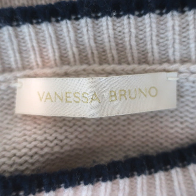 Vanessa Bruno Dipika Striped Crewneck Sweater Ecru/Navy Yak-Wool Size Large