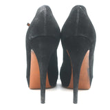 Gucci Betty T-Strap Platform Pumps Black Suede Size 37.5 Peep Toe Heels