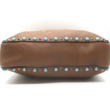 Valentino Rolling Rockstud Guitar Strap Flip-Lock Messenger Bag Brown Leather