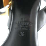 Valentino Roman Stud 60mm Sandals Black Leather Size 36 Ankle Strap Heels
