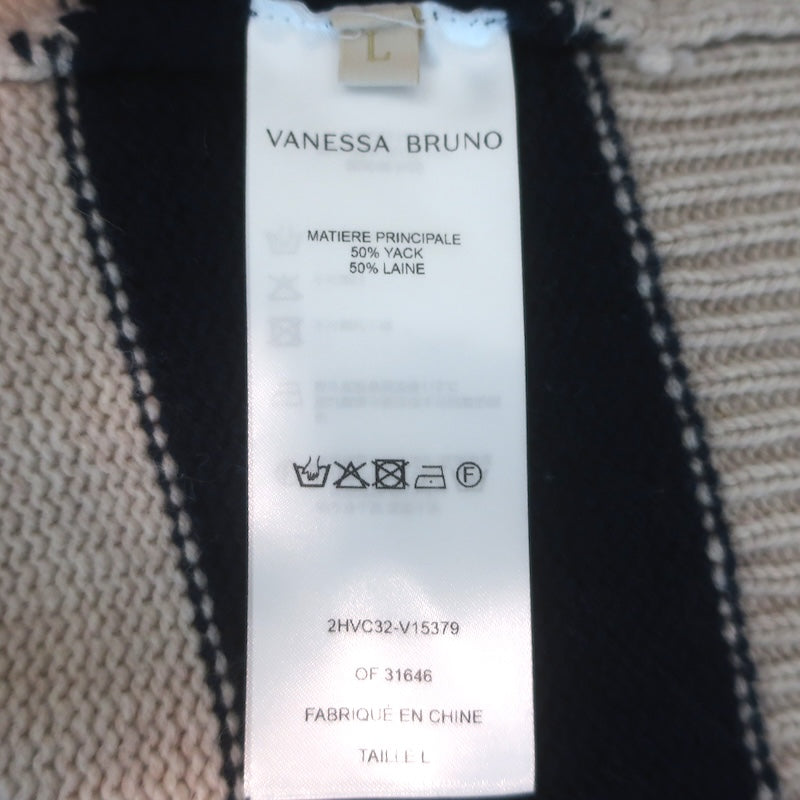 Vanessa Bruno Dipika Striped Crewneck Sweater Ecru/Navy Yak-Wool Size Large