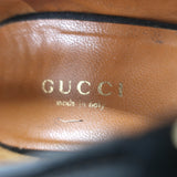 Gucci Betty T-Strap Platform Pumps Black Suede Size 37.5 Peep Toe Heels