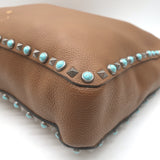 Valentino Rolling Rockstud Guitar Strap Flip-Lock Messenger Bag Brown Leather