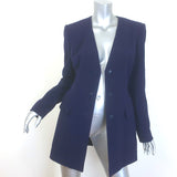 Vintage Hermes Longline Blazer Navy Wool Size 38 Three-Button Jacket