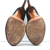 Gucci Betty T-Strap Platform Pumps Black Suede Size 37.5 Peep Toe Heels