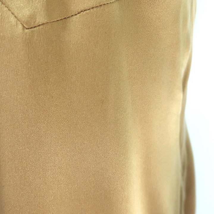 Doen Sicilia Ruffled Lace-Trim Maxi Dress Mustard Matte Satin Size Small