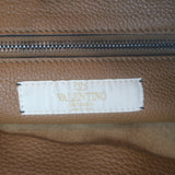 Valentino Rolling Rockstud Guitar Strap Flip-Lock Messenger Bag Brown Leather