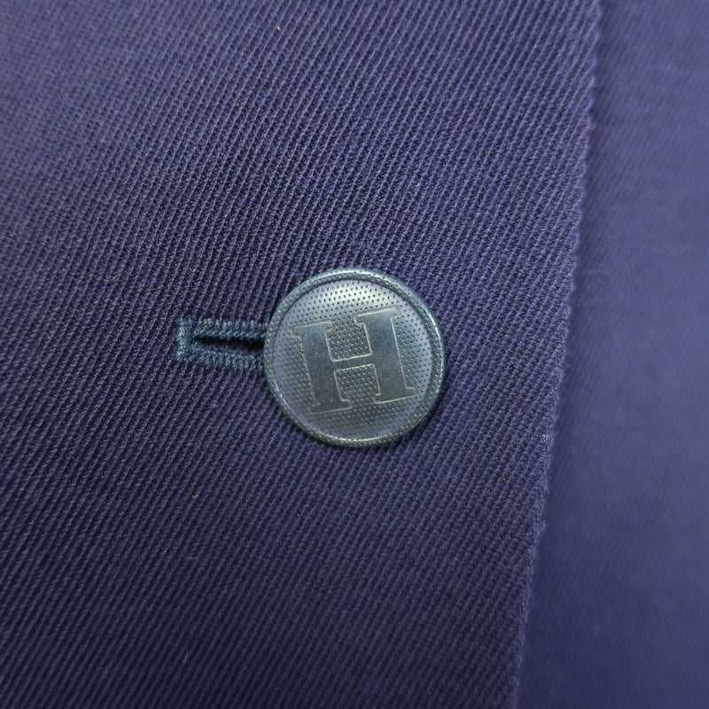 Vintage Hermes Longline Blazer Navy Wool Size 38 Three-Button Jacket