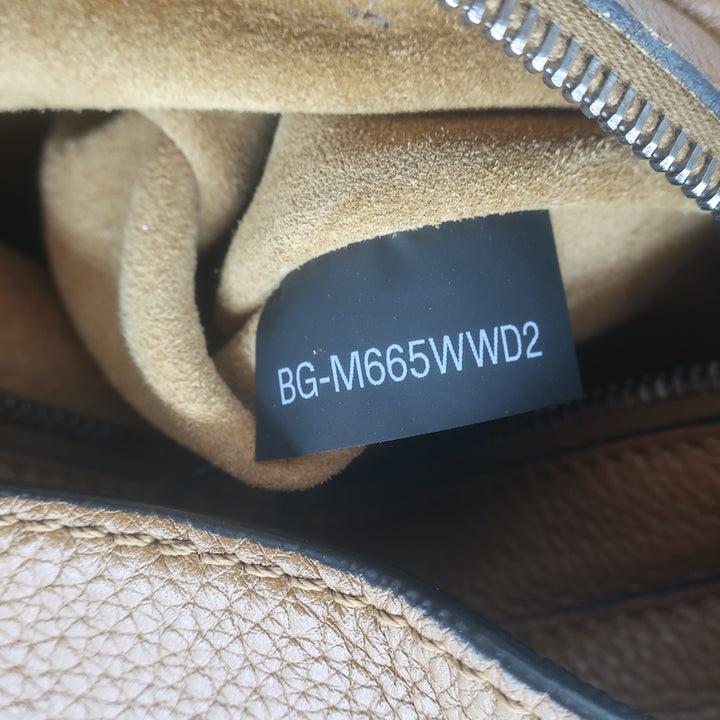 Valentino Rolling Rockstud Guitar Strap Flip-Lock Messenger Bag Brown Leather