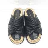 Christian Dior Cannage DTwist Espadrille Slide Sandals Black Leather Size 36