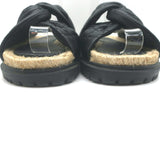 Christian Dior Cannage DTwist Espadrille Slide Sandals Black Leather Size 36