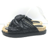 Christian Dior Cannage DTwist Espadrille Slide Sandals Black Leather Size 36