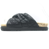Christian Dior Cannage DTwist Espadrille Slide Sandals Black Leather Size 36